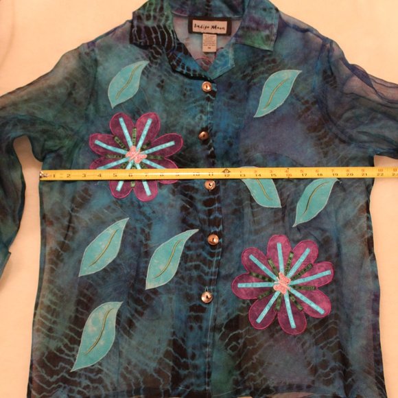 NWOT- Indigo Moon, 2 piece blouse/tank, size medium - Picture 8 of 11